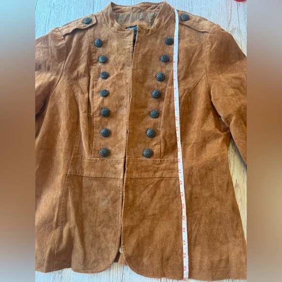NWT Suede Military Jacket Rust Brown Blazer Coat XL - Picture 9 of 13